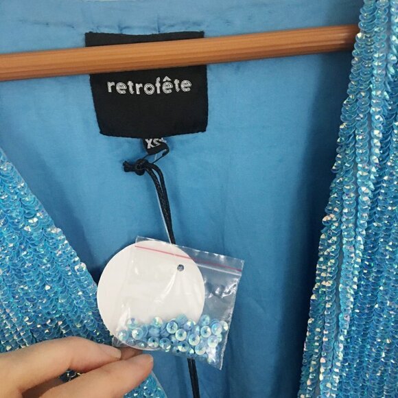 RETROFETE Audrey Sequin Robe Wrap Midi Dress - Picture 13 of 16